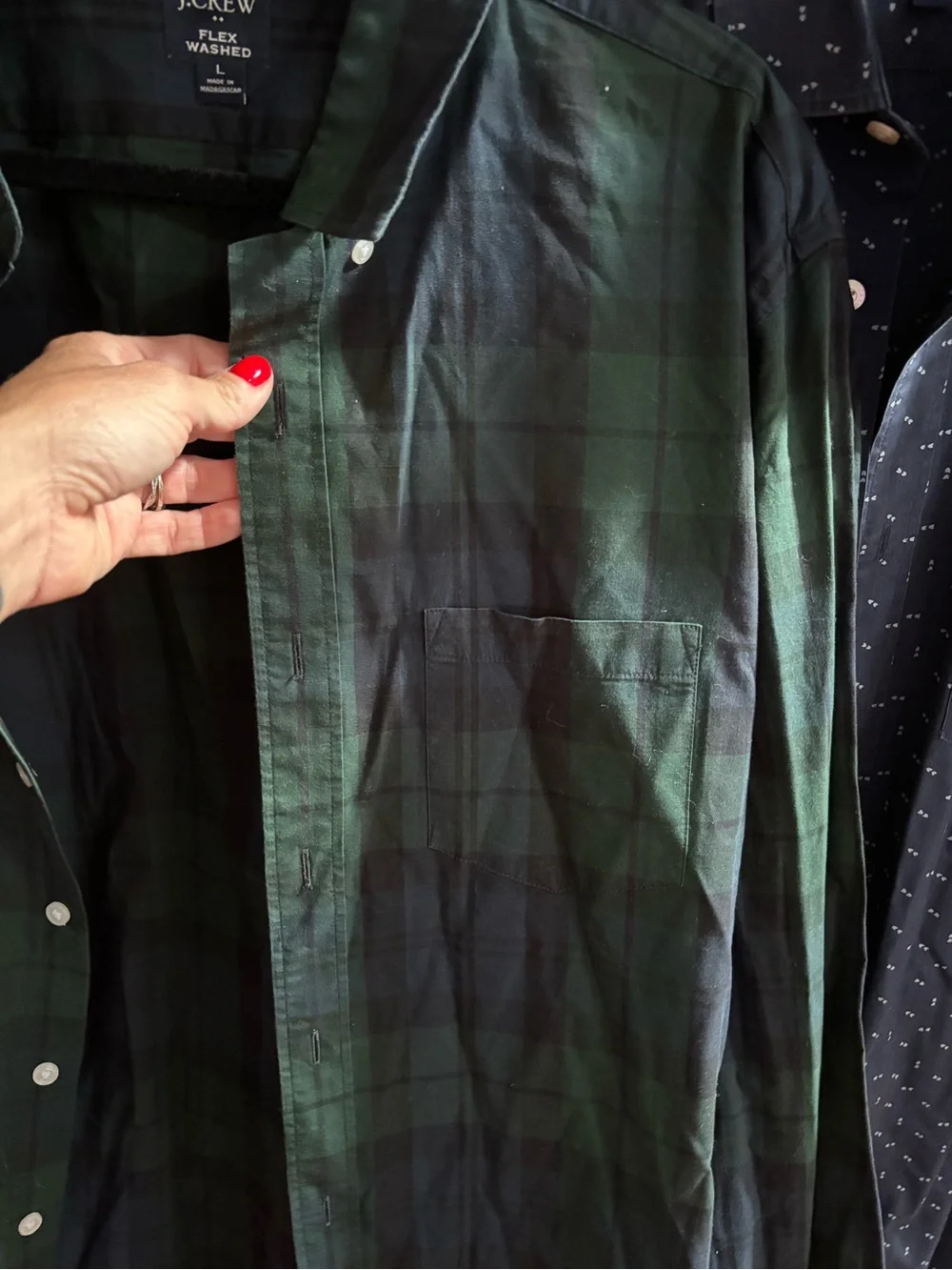 J. Crew Green and Navy Button-Down Shirts (2) size large